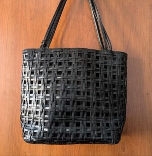 Elegant Black Woven Tote Bag